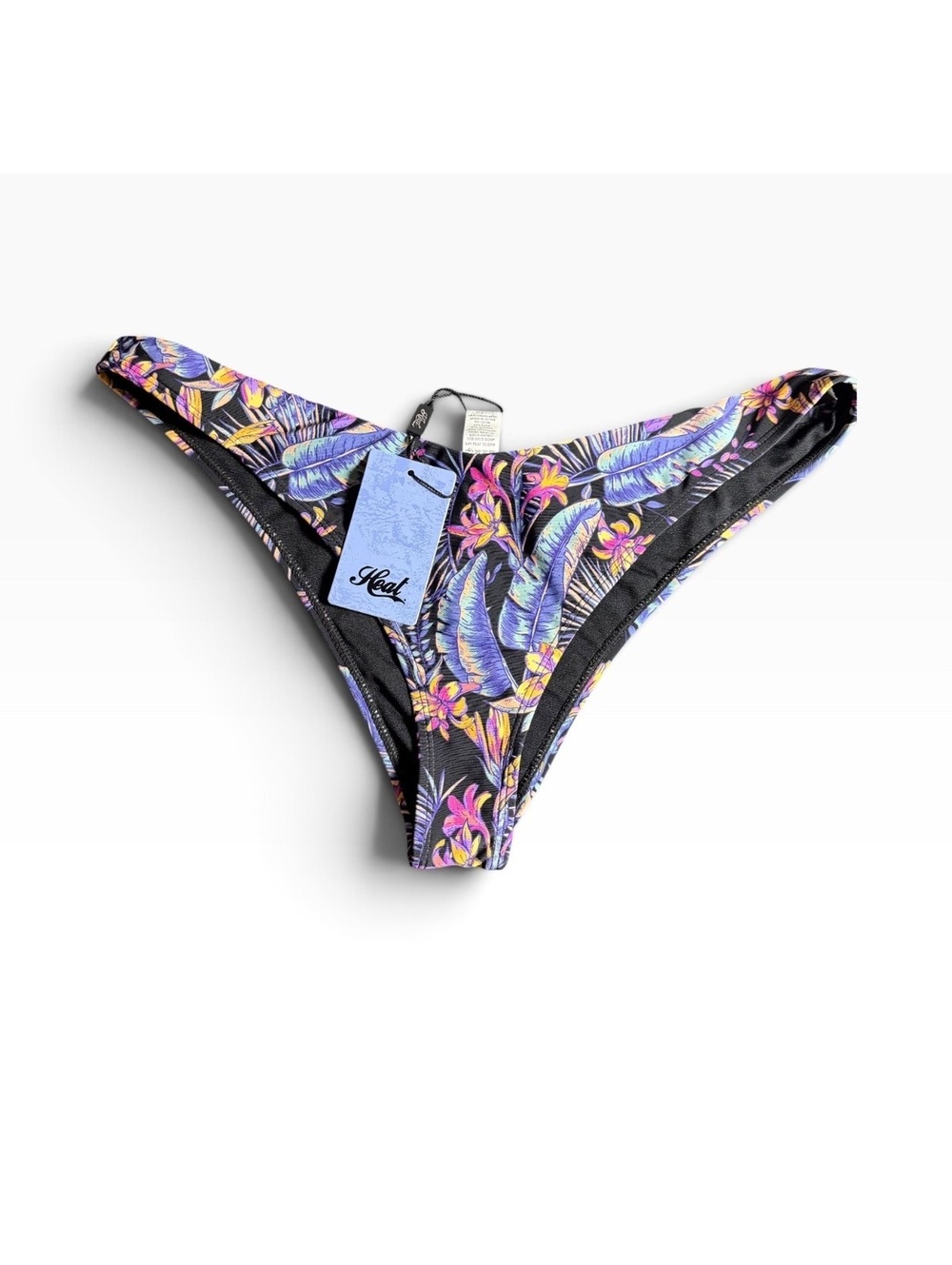 HEAT Shady Palms tropical colorful cheeky bikini swim bottom size XL NWT